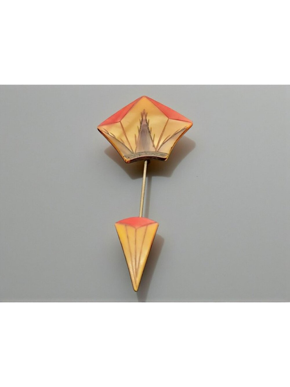 Vintage Lucite Stick Pin Mid Century Modern 1950s Atomic Fan Design Lapel Pin